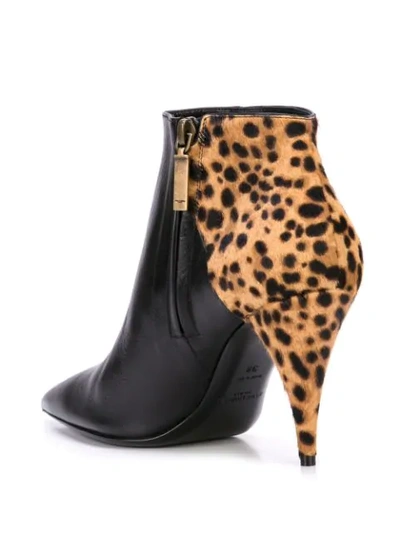 Shop Saint Laurent Kiki 85mm Leopard Print Boots In Black