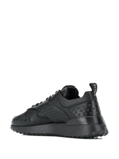 Shop Tod's Perforated Low-top Sneakers In Black