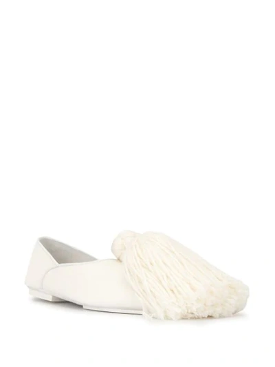 Shop Jil Sander Tassel Detail Loafers In White