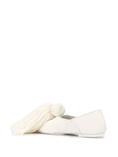 Shop Jil Sander Tassel Detail Loafers In White