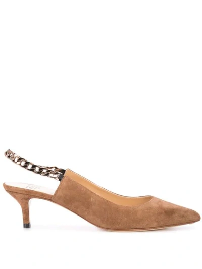 Shop Francesco Russo Chain Slingback Mules In Brown