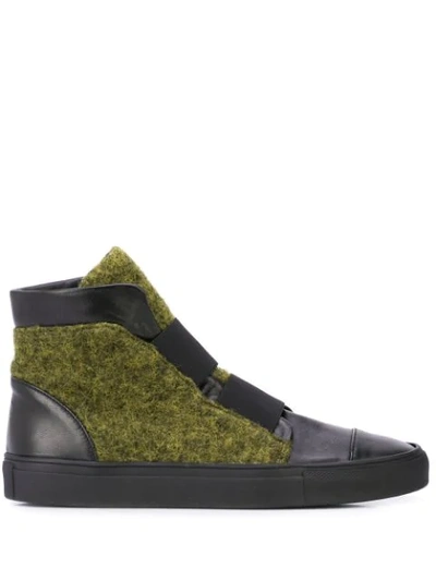 Shop Alberto Fermani Felt Panel High Top Sneakers In Black