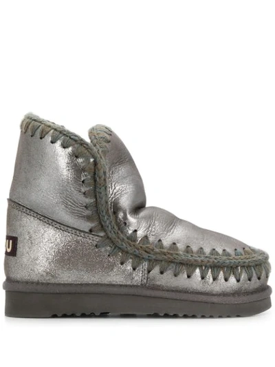 Shop Mou Metallic Snow Boots In Grey