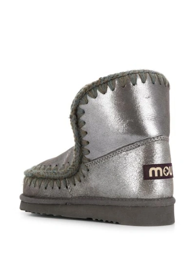 Shop Mou Metallic Snow Boots In Grey