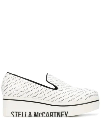 Shop Stella Mccartney Slip-on Logo Platform Sneakers In White