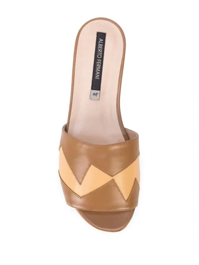 Shop Alberto Fermani Slip-on Low-heel Sandals In Neutrals