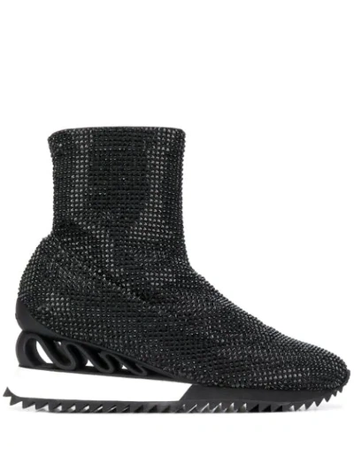 Shop Le Silla Queen Burma Sneaker Boots In Black