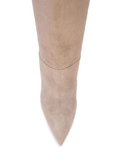 Shop Aquazzura Knee Length Turn Over Boots In Neutrals