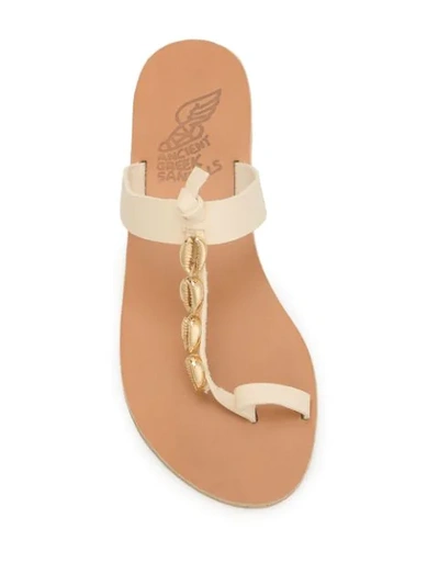 Shop Ancient Greek Sandals Iris Shell-embellished Sandals In Brown