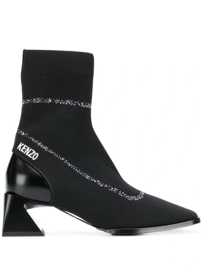 Shop Kenzo Sock-boots Mit Logo In Black