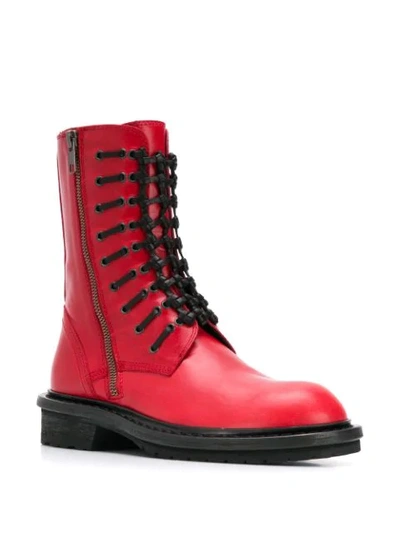 Shop Ann Demeulemeester Tucson Woven Laces Boots In Red