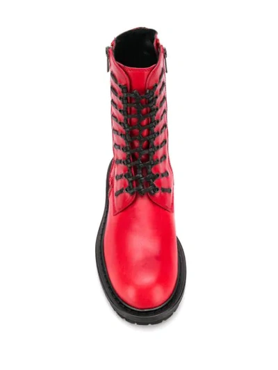 Shop Ann Demeulemeester Tucson Woven Laces Boots In Red