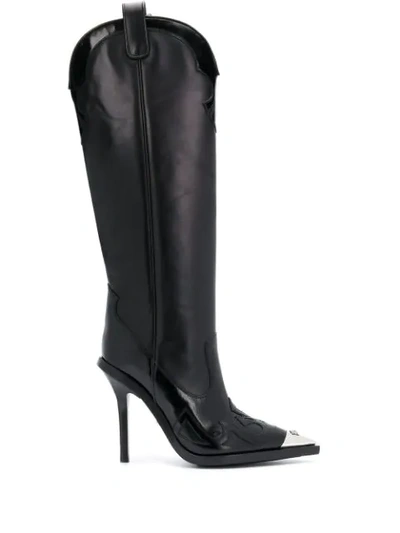 Shop Versace V-western Knee-length Boots In Black