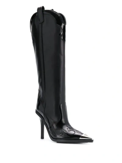Shop Versace V-western Knee-length Boots In Black