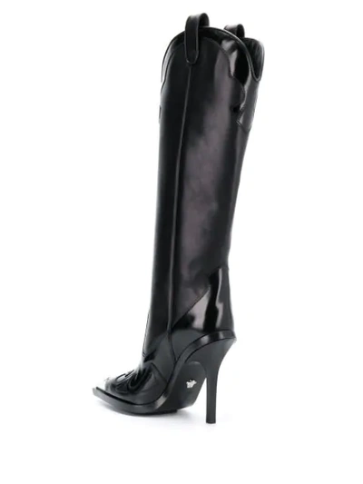 Shop Versace V-western Knee-length Boots In Black