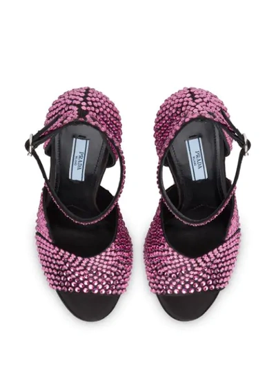 Shop Prada Crystal Embellished Sandals In Pink