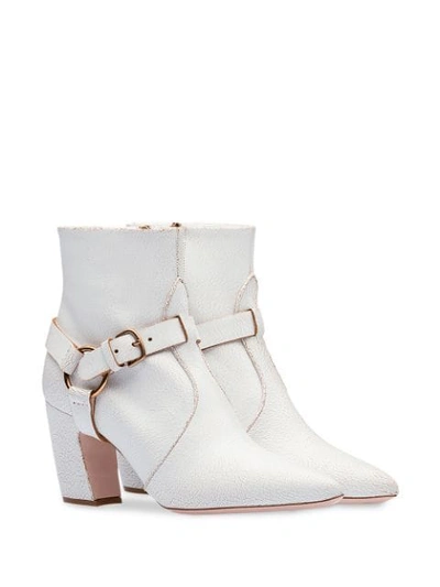 Shop Miu Miu Crackled Ankle Boots In White