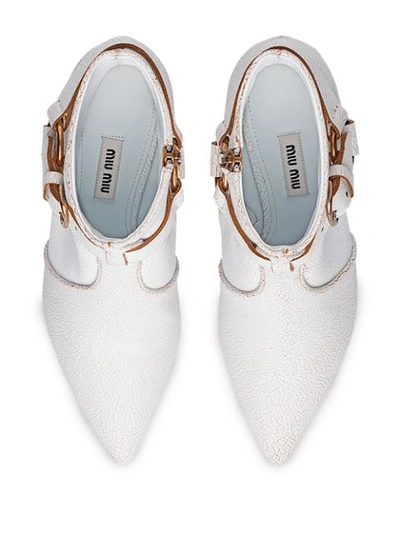 Shop Miu Miu Crackled Ankle Boots In White