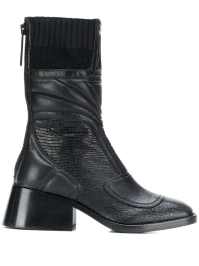 Shop Chloé Bell Contrast Panel Boots In Black