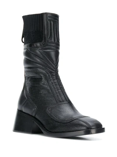 Shop Chloé Bell Contrast Panel Boots In Black