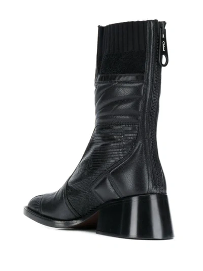Shop Chloé Bell Contrast Panel Boots In Black
