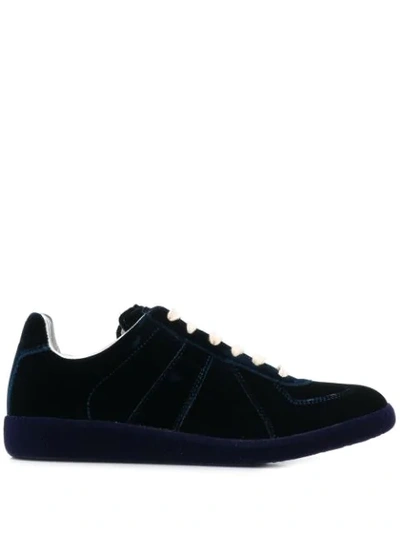 Shop Maison Margiela Velvet Low-top Sneakers In Blue