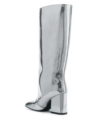 Shop Marni Knee-high Metallic Boots In Silver