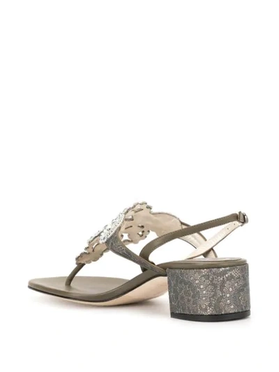 Shop René Caovilla Veneziana Crystal-embellished Sandals In Grey