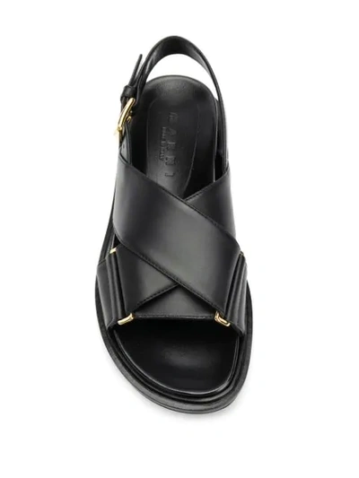 Shop Marni Fussbett Cross-strap Sandals In Black