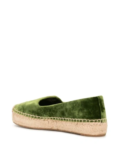 Shop Tory Burch Velvet Platform Espadrilles In Green