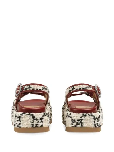 Shop Gucci Gg Tweed Platform Sandals In White