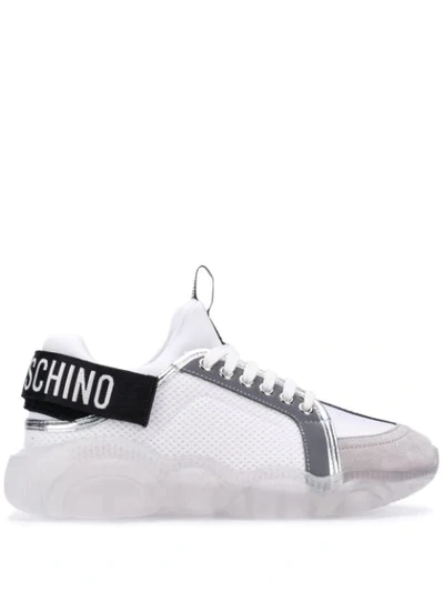 Shop Moschino Logo Patch Chunky Sneakers In White