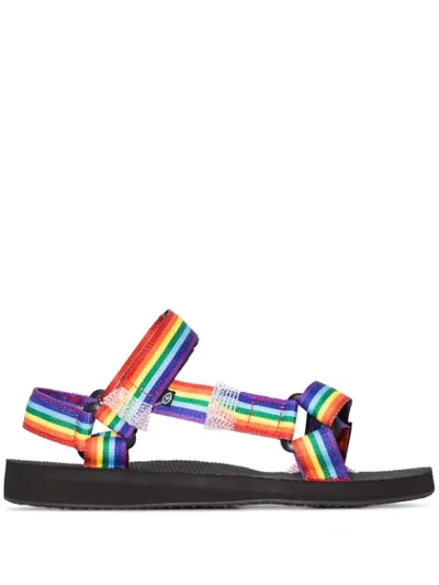 Shop Arizona Love Rainbow Trekky Ribbon Sandals In Black
