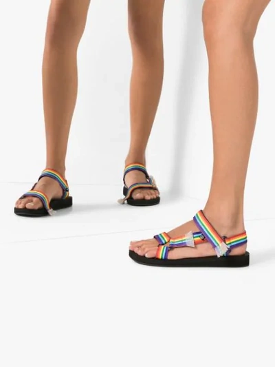 Shop Arizona Love Rainbow Trekky Ribbon Sandals In Black