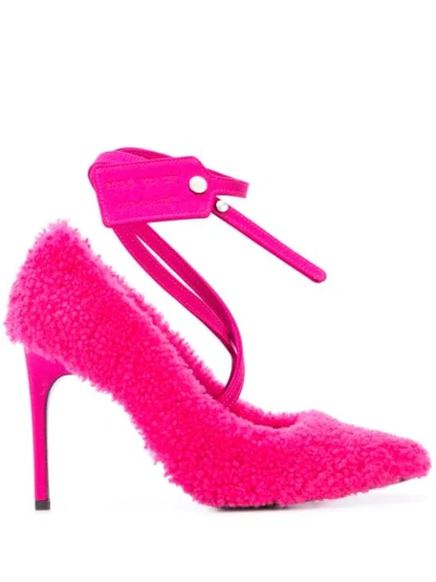 Shop Off-white Shearling Pumps In Pink