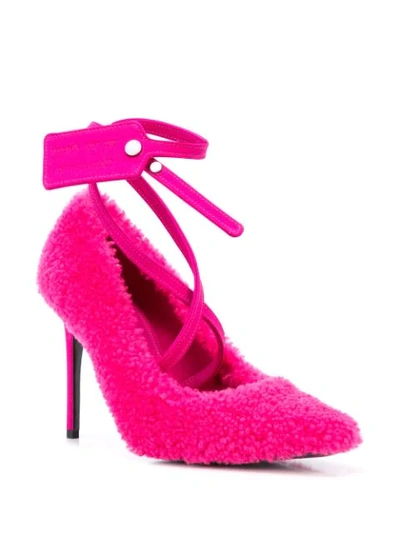 Shop Off-white Shearling Pumps In Pink