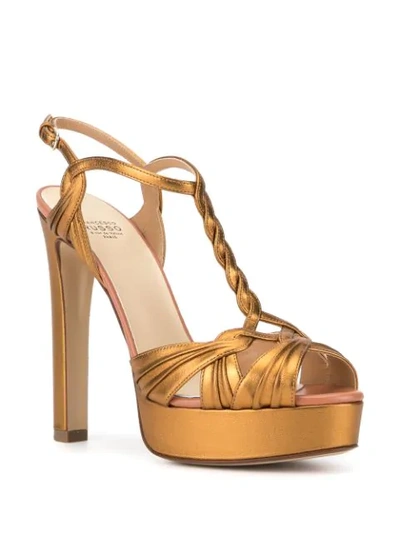 Shop Francesco Russo High Heel Platform Sandals In Gold
