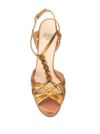 Shop Francesco Russo High Heel Platform Sandals In Gold