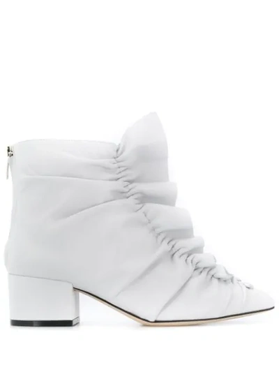 Shop Sergio Rossi Frill-trim Ankle Boots In White