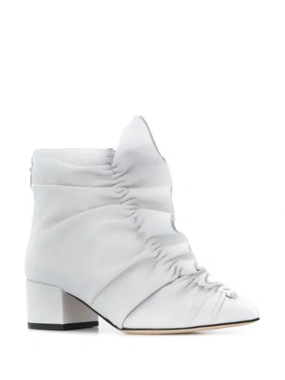 Shop Sergio Rossi Frill-trim Ankle Boots In White