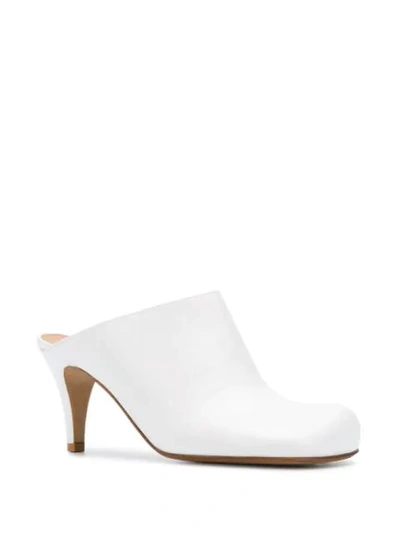 Shop Bottega Veneta Bloc Mid-heel Mules In White