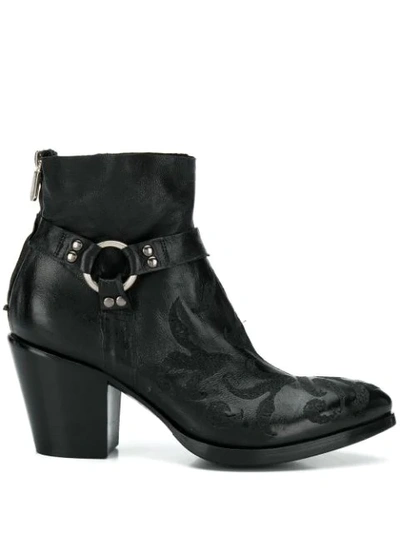 Shop Rocco P Floral-embroidery Ankle Boots In Black