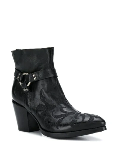 Shop Rocco P Floral-embroidery Ankle Boots In Black