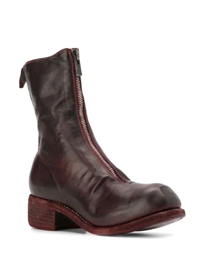 Guidi Zip Front Ankle Boots In Red