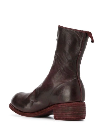 Guidi Zip Front Ankle Boots In Red