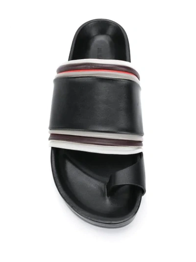 Shop Jil Sander Striped Toe Strap Sandals In Black