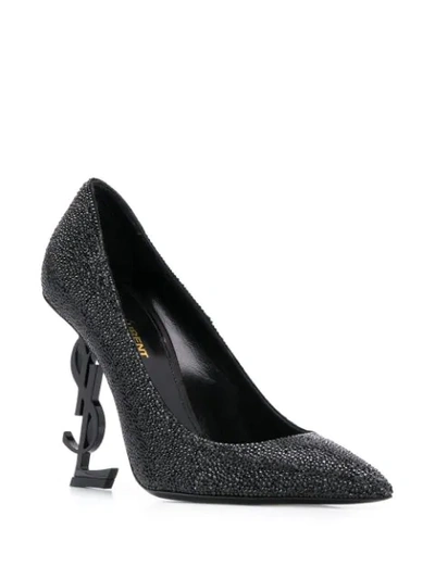 Shop Saint Laurent Opyum Glitter Pumps In Black