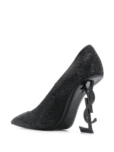 Shop Saint Laurent Opyum Glitter Pumps In Black