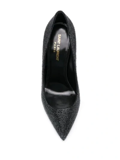 Shop Saint Laurent Opyum Glitter Pumps In Black