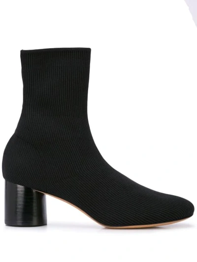 Shop Vince Chunky Heel Sock Boots In Black
